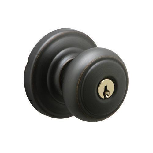 Schlage F51AAND716AND aged bronze keyed entry door knob