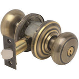 Schlage F51AAND609AND antique brass keyed entry door knob