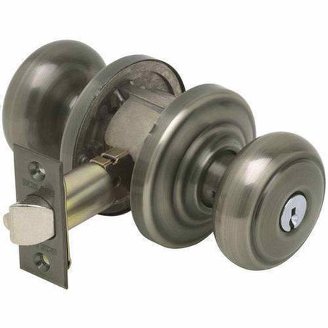 Schlage F51AAND620AND antique pewter keyed entry door knob