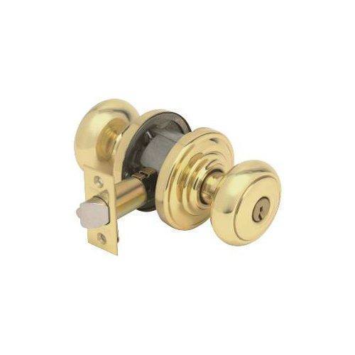 Schlage F51AAND605AND polished brass keyed entry door knob