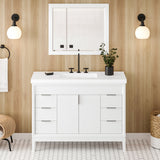 Jeffrey Alexander Theodora 49" White Single Sink Bathroom Vanity with White Resin Top - 8 in. Widespread Faucet Top