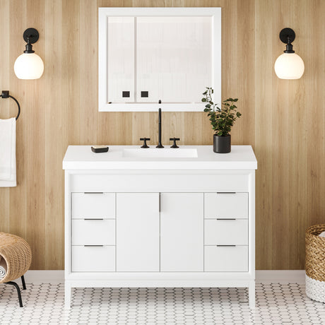 Jeffrey Alexander Theodora 49" White Single Sink Bathroom Vanity with White Resin Top - 8 in. Widespread Faucet Top