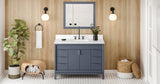 Jeffrey Alexander Theodora 48" Blue Steel Single Sink Bathroom Vanity with White Quartz Top - 8 in. Widespread Faucet Top product image 6