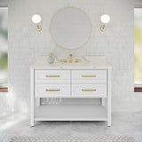 Jeffrey Alexander Kipling 49" White Single Sink Bathroom Vanity with Calacatta Vienna Quartz Top - Single-Hole Faucet Top