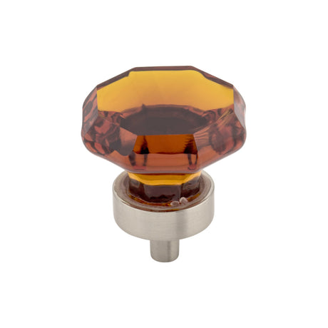 Top Knobs TK138BSN Wine Octagon Crystal 1 3/8" Diameter Round Knob Brushed Satin Nickel