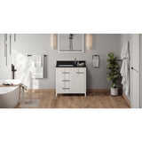Jeffrey Alexander Katara 36" White Single Sink Bathroom Vanity with Black Granite Top - 8 in. Widespread Faucet Top