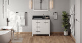 Jeffrey Alexander Katara 36" White Single Sink Bathroom Vanity with Black Granite Top - 8 in. Widespread Faucet Top product image 6