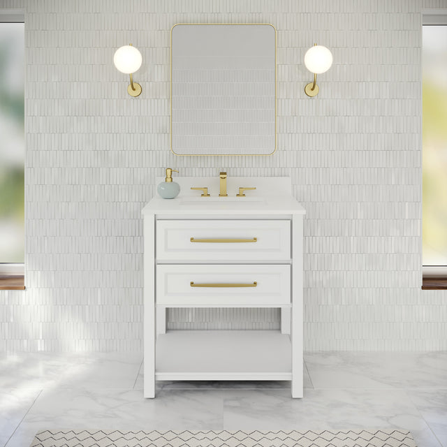 Jeffrey Alexander Kipling 31" White Single Sink Bathroom Vanity with White Quartz Top - Single-Hole Faucet Top - VKITKIP30WHWQR