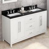Jeffrey Alexander Cade 60" White Double Sink Bathroom Vanity with Black Granite Top - 8 in. Widespread Faucet Top product image 2
