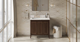 Jeffrey Alexander Percival 36" Dark Walnut Single Sink Bathroom Vanity with Calacatta Vienna Quartz Top - 8 in. Widespread Faucet Top product image 6
