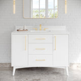 Jeffrey Alexander Dashwood White Single Sink Bathroom Vanity with White Quartz Top - 8 in. Widespread Faucet Top - VKITDAS48WHWQR