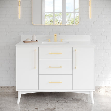Jeffrey Alexander Dashwood White Single Sink Bathroom Vanity with White Quartz Top - 8 in. Widespread Faucet Top - VKITDAS48WHWQR