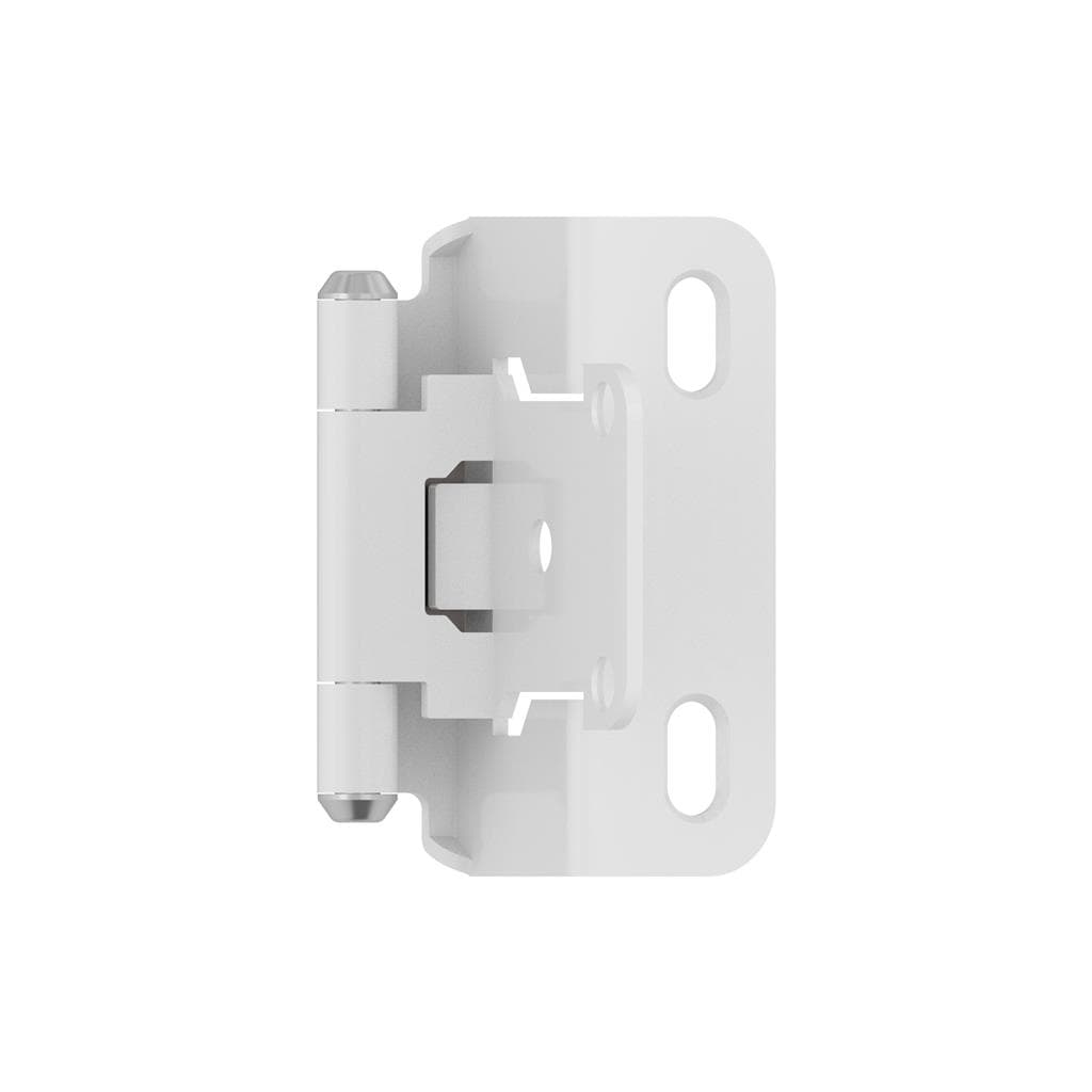 Amerock BPR7550W 1/2 inch (13mm) Overlay Self Closing Partial Wrap White Cabinet Hinge - 1 Pair