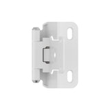 Amerock BPR7550W 1/2 inch (13mm) Overlay Self Closing Partial Wrap White Cabinet Hinge - 1 Pair