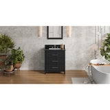 Jeffrey Alexander Katara 30" Black Single Sink Bathroom Vanity with Black Granite Top - 8 in. Widespread Faucet Top