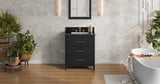 Jeffrey Alexander Katara 30" Black Single Sink Bathroom Vanity with Black Granite Top - 8 in. Widespread Faucet Top product image 6