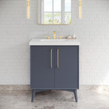 Jeffrey Alexander Dashwood Blue Steel Single Sink Bathroom Vanity with White Resin Top - Single-Hole Faucet Top