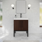 Jeffrey Alexander Tempest 30" Dark Walnut Single Sink Bathroom Vanity with White Resin Top - Single-Hole Faucet Top - VKTEM30DWSQRE product image 2