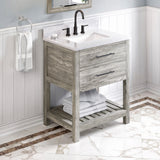 Jeffrey Alexander Wavecrest 30" Weathered Grey Single Sink Bathroom Vanity with White Carrara Marble Top - 8 in. Widespread Faucet Top product image 2