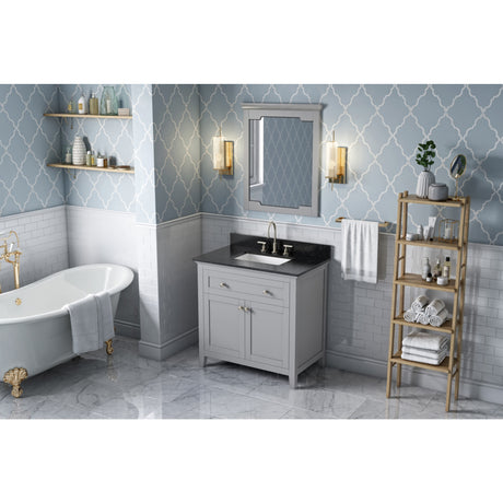Jeffrey Alexander Chatham 36" Grey Single Sink Bathroom Vanity with Black Granite Top - 8 in. Widespread Faucet Top