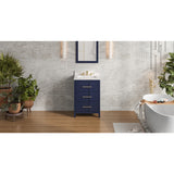 Jeffrey Alexander Katara 24" Hale Blue Single Sink Bathroom Vanity with Calacatta Vienna Quartz Top - 8 in. Widespread Faucet Top