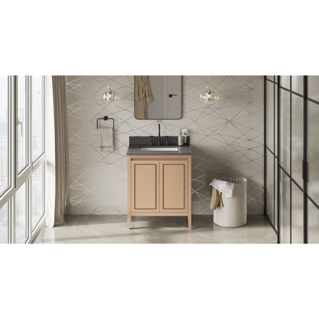 Jeffrey Alexander Percival 30" Natural Oak Single Sink Bathroom Vanity with Grey Quartz Top - 8 in. Widespread Faucet Top