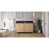 Jeffrey Alexander Katara 60" Natural Oak Double Sink Bathroom Vanity with Black Granite Top - 8 in. Widespread Faucet Top