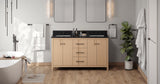 Jeffrey Alexander Katara 60" Natural Oak Double Sink Bathroom Vanity with Black Granite Top - 8 in. Widespread Faucet Top product image 6