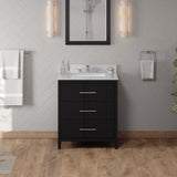 Jeffrey Alexander Katara 30" Black Single Sink Bathroom Vanity with White Carrara Marble Top - 8 in. Widespread Faucet Top product image 2