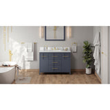 Jeffrey Alexander Katara 48" Blue Steel Single Sink Bathroom Vanity with White Quartz Top - 8 in. Widespread Faucet Top