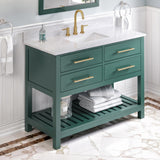 Jeffrey Alexander Wavecrest 48" Green Single Sink Bathroom Vanity with White Carrara Marble Top - 8 in. Widespread Faucet Top product image 2