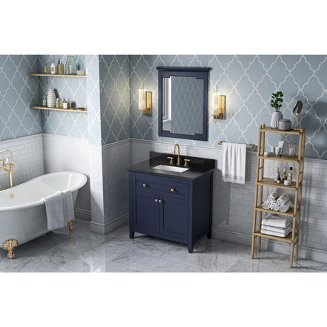Jeffrey Alexander Chatham 36" Hale Blue Single Sink Bathroom Vanity with Black Granite Top - 8 in. Widespread Faucet Top
