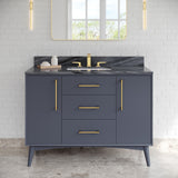 Jeffrey Alexander Dashwood Blue Steel Single Sink Bathroom Vanity with Blue Limestone Top - 8 in. Widespread Faucet Top - VKITDAS48BSLSR