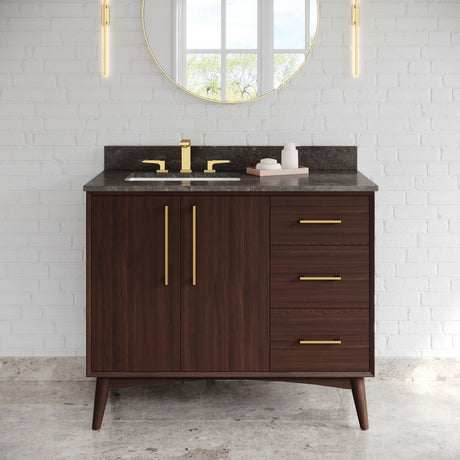 Jeffrey Alexander Dashwood Dark Walnut Single Sink Bathroom Vanity with Blue Limestone Top - 8 in. Widespread Faucet Top - VKITDAS42DWLSR