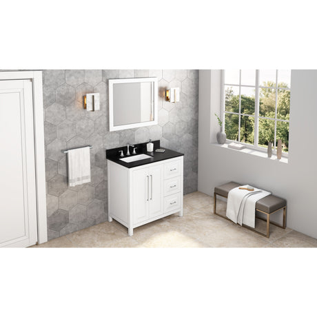 Jeffrey Alexander Cade 36" White Single Sink Bathroom Vanity with Black Granite Top - 8 in. Widespread Faucet Top