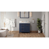 Jeffrey Alexander Katara 36" Hale Blue Single Sink Bathroom Vanity with White Quartz Top - 8 in. Widespread Faucet Top
