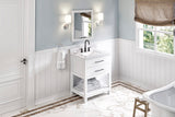Jeffrey Alexander Wavecrest 30" White Single Sink Bathroom Vanity with White Carrara Marble Top - 8 in. Widespread Faucet Top product image 7