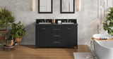 Jeffrey Alexander Katara 60" Black Double Sink Bathroom Vanity with Black Granite Top - 8 in. Widespread Faucet Top product image 6