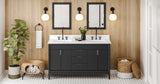 Jeffrey Alexander Theodora 60" Black Double Sink Bathroom Vanity with White Quartz Top - 8 in. Widespread Faucet Top product image 6