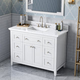 Jeffrey Alexander Chatham 48" White Single Sink Bathroom Vanity with White Carrara Marble Top - 8 in. Widespread Faucet Top product image 2