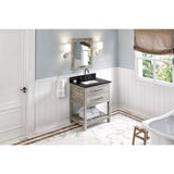 Jeffrey Alexander Wavecrest 30" Weathered Grey Single Sink Bathroom Vanity with Black Granite Top - 8 in. Widespread Faucet Top
