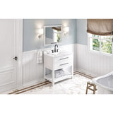 Jeffrey Alexander Wavecrest 36" White Single Sink Bathroom Vanity with Calacatta Vienna Quartz Top - 8 in. Widespread Faucet Top