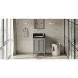 Jeffrey Alexander Percival 24" Grey Single Sink Bathroom Vanity with Black Granite Top - 8 in. Widespread Faucet Top