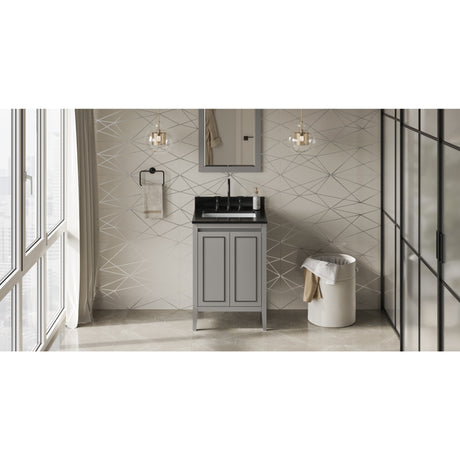 Jeffrey Alexander Percival 24" Grey Single Sink Bathroom Vanity with Black Granite Top - 8 in. Widespread Faucet Top