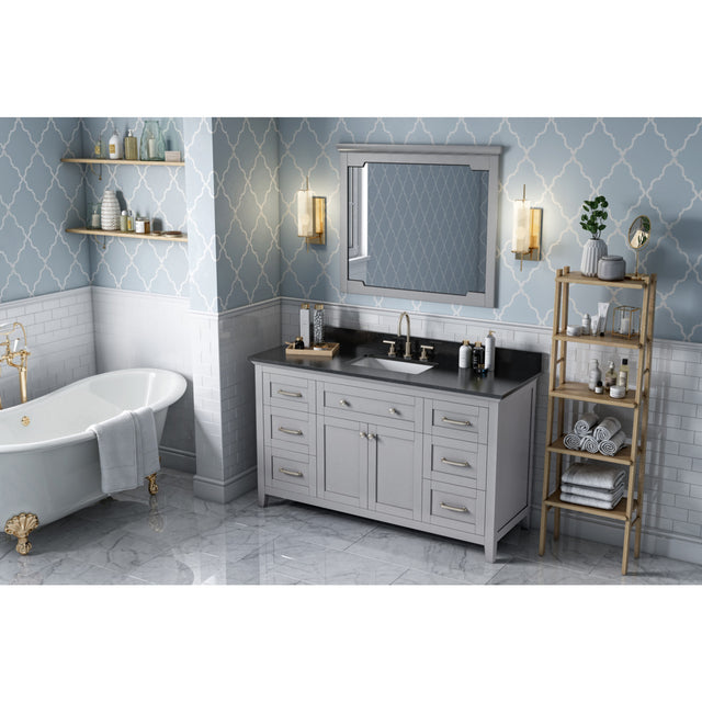 Jeffrey Alexander Chatham 60" Grey Double Sink Bathroom Vanity with Black Granite Top - 8 in. Widespread Faucet Top - VKITCHA60SGRBGR