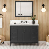 Jeffrey Alexander Theodora 48" Black Single Sink Bathroom Vanity with Calacatta Vienna Quartz Top - 8 in. Widespread Faucet Top product image 2