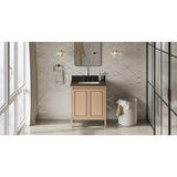 Jeffrey Alexander Percival 30" Natural Oak Single Sink Bathroom Vanity with Blue Limestone Top - 8 in. Widespread Faucet Top