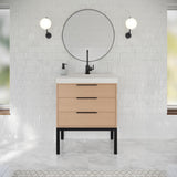 Jeffrey Alexander Gardner 31" Natural Oak Single Sink Bathroom Vanity with White Resin Top - Single-Hole Faucet Top - VKGAR30NOSQRE product image 2
