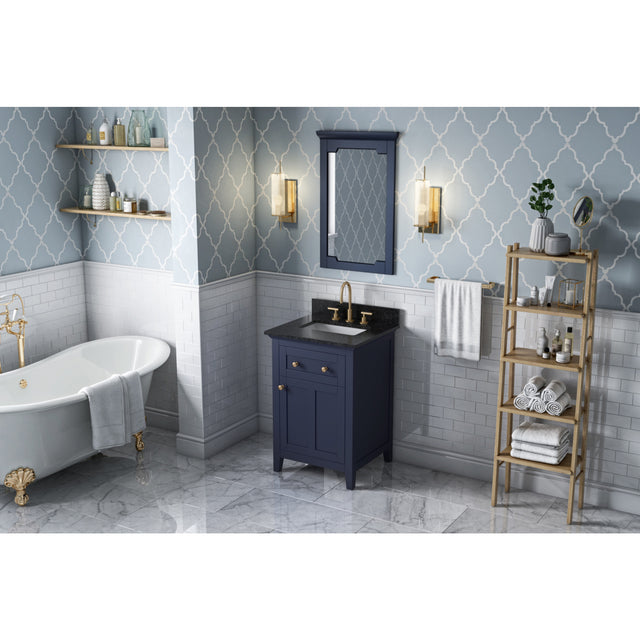Jeffrey Alexander Chatham 24" Hale Blue Single Sink Bathroom Vanity with Black Granite Top - 8 in. Widespread Faucet Top