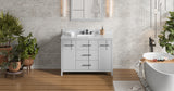 Jeffrey Alexander Katara 48" Grey Single Sink Bathroom Vanity with White Carrara Marble Top - 8 in. Widespread Faucet Top product image 7